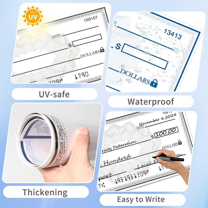lausomile 30"x16" Reusable Giant Check Board for Donations,Awards & Presentations - Oversized Dry Erase Fake Check with Laminated Surface, Waterproof & Tear-Resistant Cardboard for Fundraisers, Charity Events - Image 3